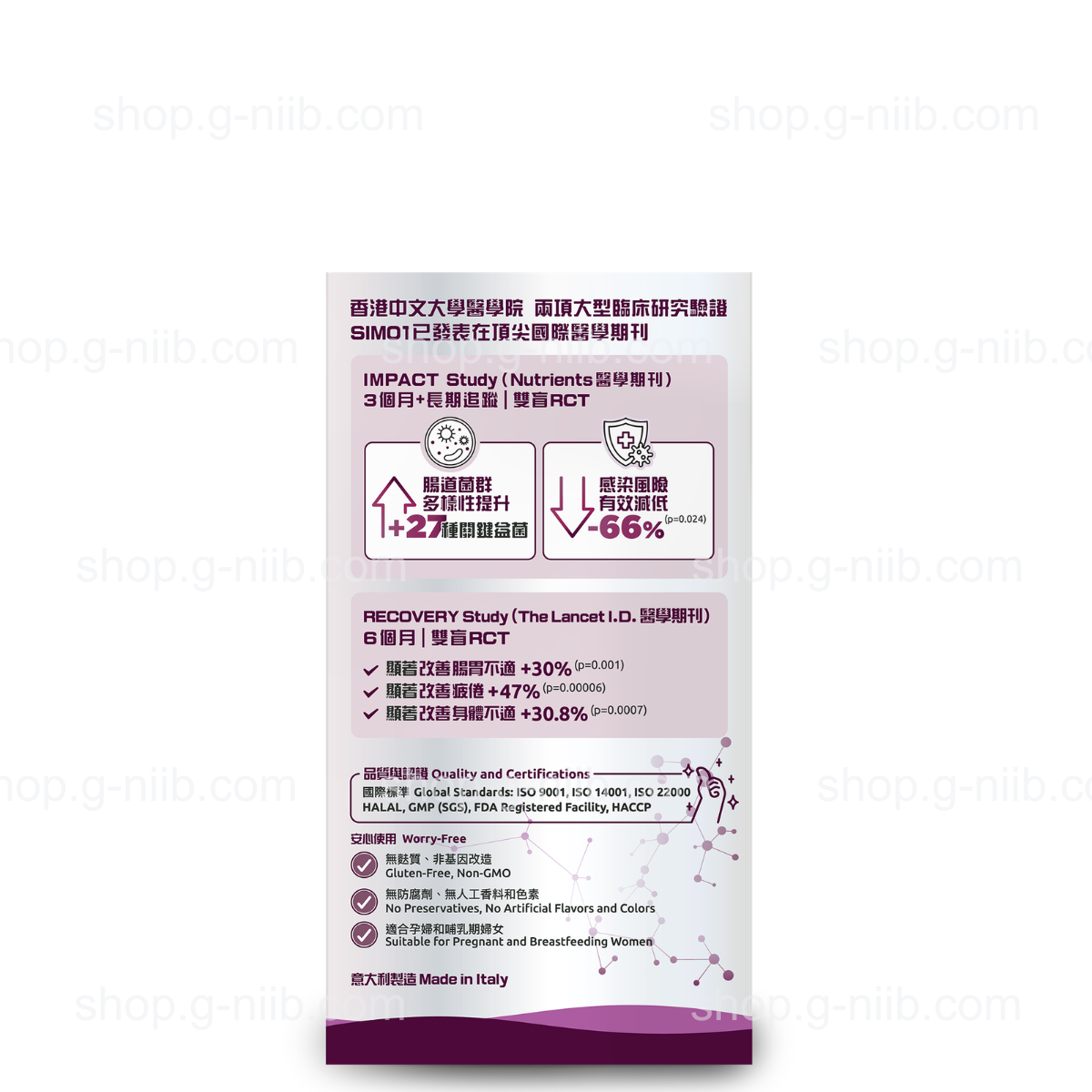 [員工優惠] G-NiiB 微生態免疫專業配方 SIM01 (只適用於香港及澳門地區)